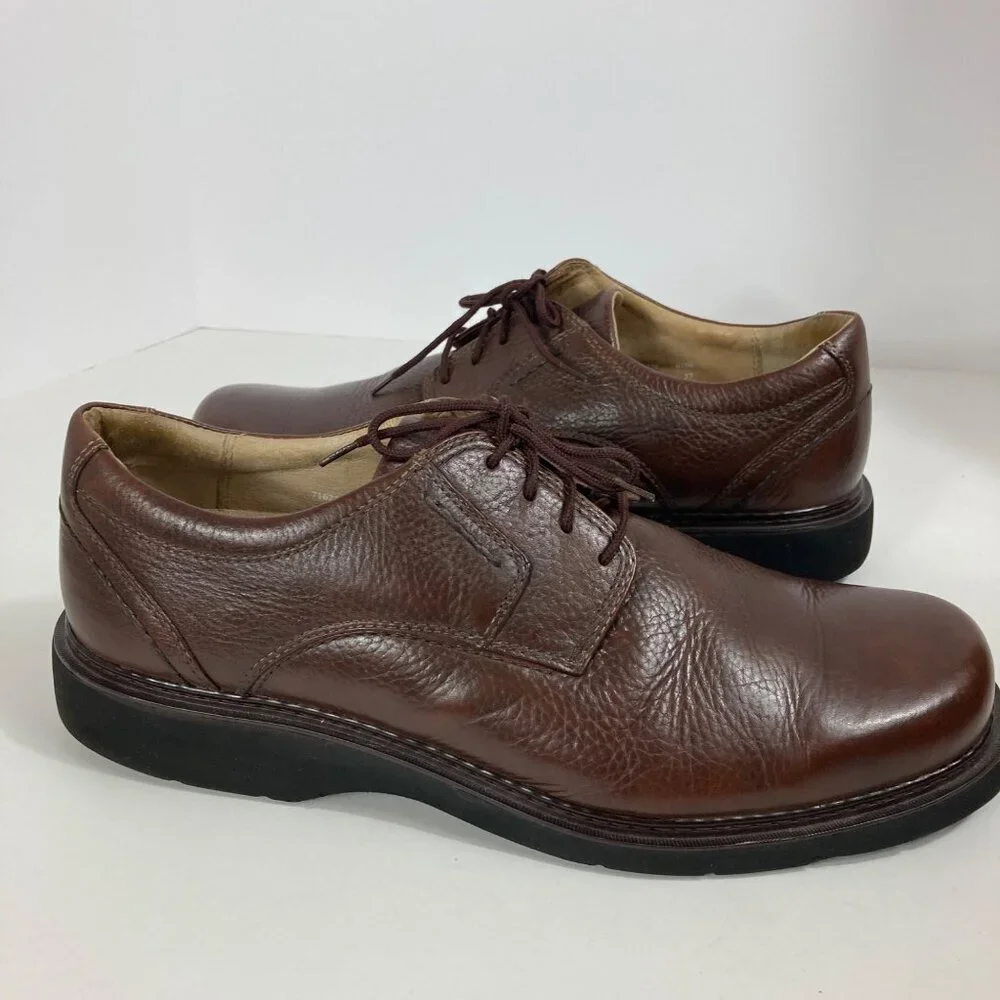 Mens Clarks Pebbled Leather Oxford Lace Brown‎ Dress Shoes 12M